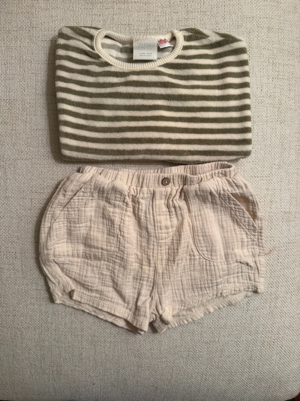 Rylee & Cru Lightweight Summer Shoets and Zara Cream Terry Striped Shirt